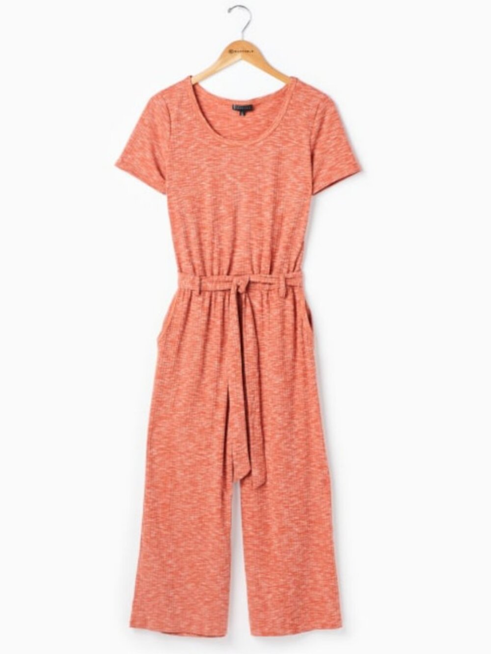 B Collection by Bobeau Redwood Knit Jumpsuit | Size Large | Tie Waist Wide Leg